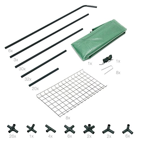 Relaxdays 10018889 Gewächshaus Folie Gitterplane 8 Fächer robust, 140 x 190 x 140 cm, metall - 7