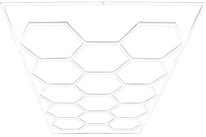 MONSTER SHOP Sześciokątna lampa sufitowa LED, 14 białych świateł, 120 lumenów, 6500 K i obramowanie, sześciokątna modułowa konstrukcja, warsztat, siłownia, magazyn, 3 opcje montażu, zestaw sufitowy podwieszany w
