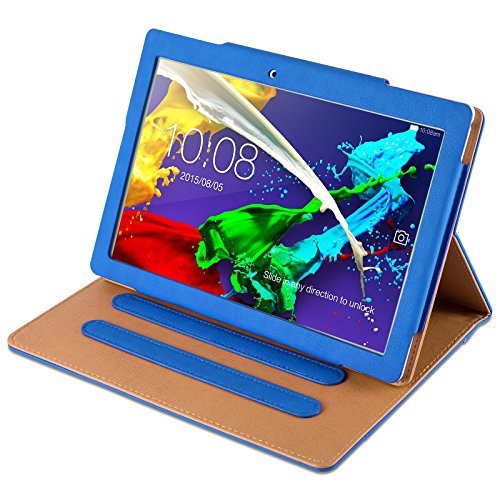 Lenovo Tab 2 A10-30, JAMMYLIZARD Ledertasche für Lenovo Tab 2 A10-30, BLAU & HONIG - 2