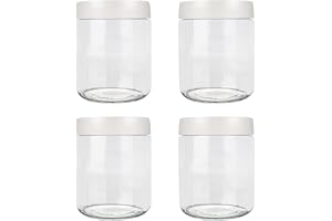 JJoexyfit Glasburk med skrubblock, övernattningsbehållare med lock, bred mun förvaringsbehållare läckage (500 ml
