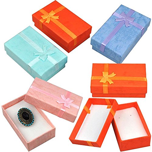 12 x Schmuck Etui für Kette, Ohrring, Ring Schmuckkästchen Geschenkbox -Farbmix - 7