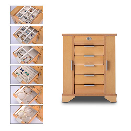 HERITAGE abschließbare handgefertigte Holz Schmuck Kiste mit Schlüssel, Ahorn Farben Schmuckschatulle Speicherorganisator - 4