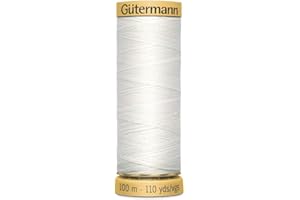 GÜTERMANN Gutermann Fil de coton 100 % naturel – 100 m, large gamme de couleurs blanc