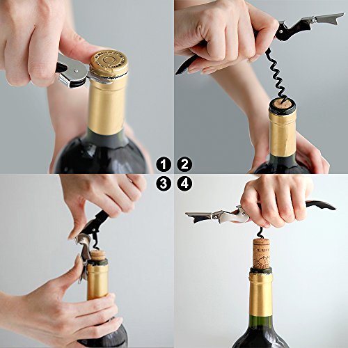 Korkenzieher Weinöffner Set 2, MAXIN Edelstahl Drei-in-One Flaschenöffner, Korkenzieher und Folienschneider für Sommeliers, Kellner und Barkeeper. - 4