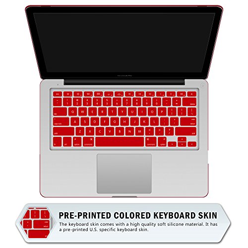 SlickBlue Macbook-Pro-13 (A1278) gummierte harte hülle mit EU QWERTY Tastatur Abdeckung und Displayschutzfolie- Weinrot - 4