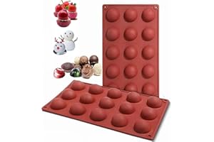 Moule en silicone demi-sphère,Tukcherry Moules à chocolat en silicone Moules de cuisson pour faire du chocolat, des gâteaux, de la gelée, de la mousse de dôme (15 trous)