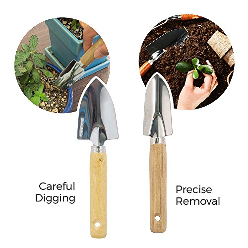 (7in1) ORIGINAL GardenHOME ZIMMERPFLANZEN WERKZEUG SET, SEHR ROBUST, KLEINER FORMFAKTOR, Pflanzkelle, Blumenkelle, Winkelharke, Gartenschere, Blattschere u. Sprühflasche m. GRATIS TRAGETASCHE - 3