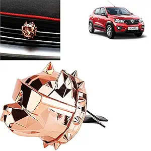 Car Aromatherapy Essential Oil Diffuser Bulldog Shape Car Air Freshener Perfume Clip Stainless Steel Locket with Vent Clip( Rose Gold) For Kwid