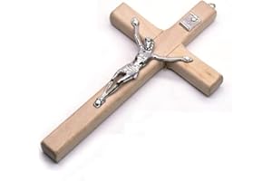 BOPELY Crocifisso Croce Murale, Cattolico Incrocio di Legno Decorazione Parete, Gesù Cristiani Appeso a Parete per Casa Decorazione per Casa