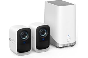 eufy Security eufyCam S300(eufyCam 3C) Camera Surveillance WiFi exterieure sans Fil, Résolution 4K, Vision Nocturne Couleur, sans Frais mensuels, Nécessite HomeBase 3, 2+1