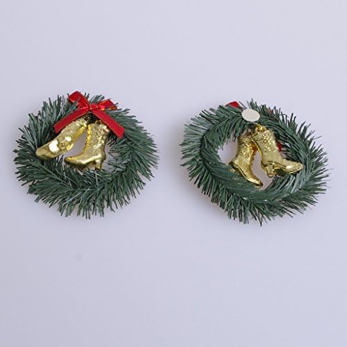 Wreath with Ribbon, Boots and Adhesive Spot – Green/Gold/Red/6 cm Set of 6 97513 G