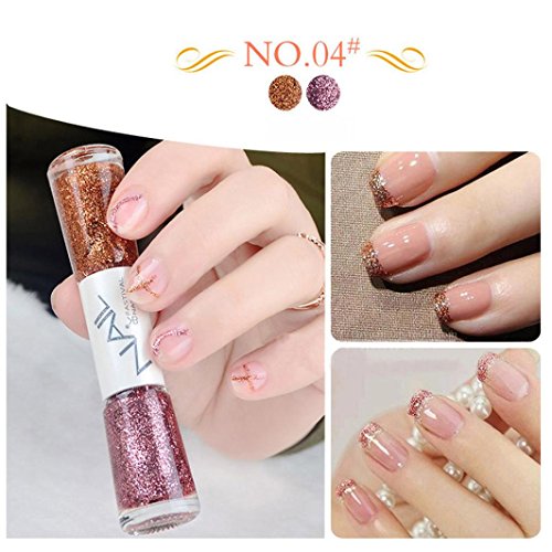 JACKY Black Friday Christmas Nail Double-headed Lining Pen Glitter Nail Polish Manicure Nail Painting Pen (Orange)