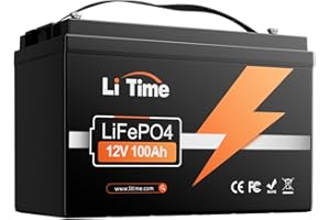 LiTime 12V 100Ah LiFePO4 Battery, Built-in 100A BMS, Up to 15000 Deep Cycles Lithium Battery, Perfect for RV, Marine, Solar, Backup Power, Home Energy Storage