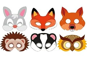 PARTY PERFECTO CARDBOARD THEMED MASKS - 12 PACK - Novelty Toys For Children Perfect Party Loot Prize Bag Filler Cool Stuff (Woodland Animals)