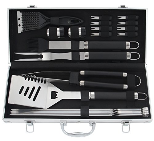Romanticist Grillset – 20 Stück Edelstahl-Grillbesteck im Aluminium Koffer
