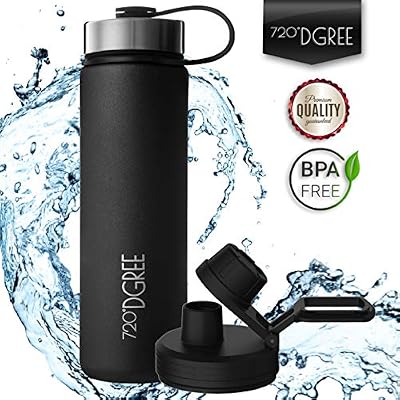 720°DGREE Bouteille Isotherme noLimit - 710ml, Noir | Gourde en Acier Inoxydable d'eau, thé, café, jus, Boisson Chaud ou Froid | Premium de Isolée sous Vide + Gratis Sport Couvercle