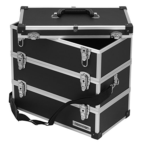 Werkzeugkoffer Angelkoffer Präsentationskoffer 3 Ebenen Alu 32L – Schwarz - 4