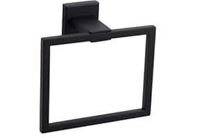 KWQKEM Square Wall Mount Towel Ring Bathroom Towel Rack Lavatory Holder Hang Coat Hands Towel Racks for Stainless Steel Materials Matte Black