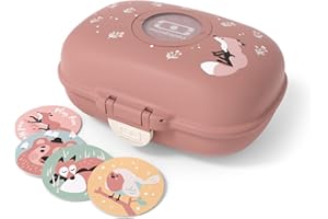 MONBENTO - Kids Snack Box MB Gram Fox - Boys & Girls - idealny na lunch lub przekąski w szkole/parku - BPA Free - Food Grade Safe - Różowy Cynamon