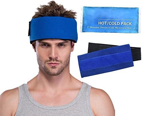 Flexible Hot Cold Therapy Gel Ice Pack Wrap with Elastic Strap for Sports Injuries Reusable for Head, Neck, Knee, Wrist, Elbow, Ankle, Limbs,4.1" x 9.8"