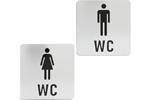 TOALUEA 2 Piezas WC Señal Adhesiva Hombre Mujer, Señales de Baño Acero Inoxidable Cuadrado, Placas de Baños Moderna 12cmx12cm para Centros Comerciales Restaurantes Cafés Lugares Públicos