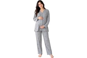 Celary Womens Korean Maternity Pyjama Sets | Soft Cotton Blend Nursing Sleepwear for Pregnancy & Breastfeeding |Breastfeeding Friendly Front Open Top & Soft Pants