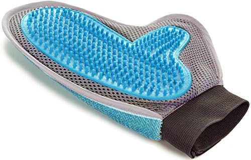 Flinelife Deshedding Brush for Cat Dog Grooming Tool Furniture Pet Hair Remover Mitt 2 in 1 Pet Glove Gentle Rubber Tips for Massage Soft Groomer Mitt