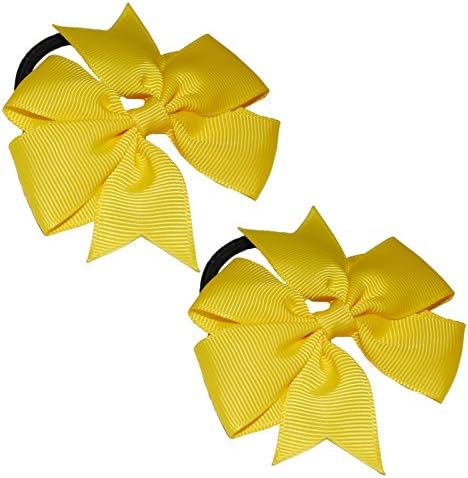 2 x 'Flat Fan' Bow Hair Bobbles | Hair Elastic | School Hair | Ribbon Bow