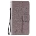 Produktbild Leder Hülle für Huawei Honor 4X,Brieftasche Hülle für Huawei Honor 4X,Honor 4X Hülle Flip Case Wallet,Fanryn Retro Elegant Butterfly Schmetterling Baum Katze Muster Prägung PU Leder Ledercase Schutzhülle Handy Lanyard Strap Flip Tasche Wallet Case Cover Schutzhülle Etui Tasche Handytasche Hülle Standfunktion mit Kartenfächer Silikon Rückseite Cover für Huawei Honor 4X - Grau