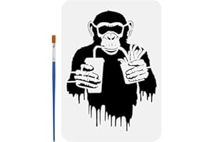‎FINGERINSPIRE FINGERINSPIRE Banksy Schimpansen Schablone 21x29.7cm: Ausgehöhlte Banksy Graffiti Vorlage Mit Pinsel