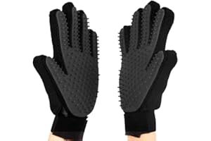 KEENWO Premium Magic Brush Fellpflege-Handschuh für Hund, Katze und Pferd I Tierhaarentferner praktische Fellwechsel Zubehör Bürste zum Entfernen für Kurze und Lange Tier-Haare (Schwarz, Rechts)
