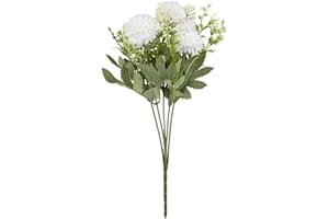 Ideen mit Herz Krzew kwiatów | sztuczna aranżacja kwiatów | bukiet kwiatów | dalia w kolorze białym 2 | dekoracyjne kwiaty z długą łodygą | 5 kwiatów Ø ok. 4,5 cm