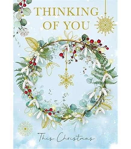 Nigel Quiney Weihnachtskarte 'Thinking Of You' – Mit Goldfolie, Sunset Robins, 198x134 Mm