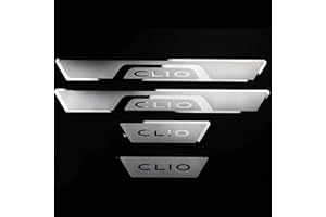 Symilov 4 Piezas Pegatina para Umbral de Acero Inoxidable de Coche para REN-Ault Clio 2019-2020 - Antidesgaste y Antiarañazos - Accesorios de Peinado de Coche,Silver