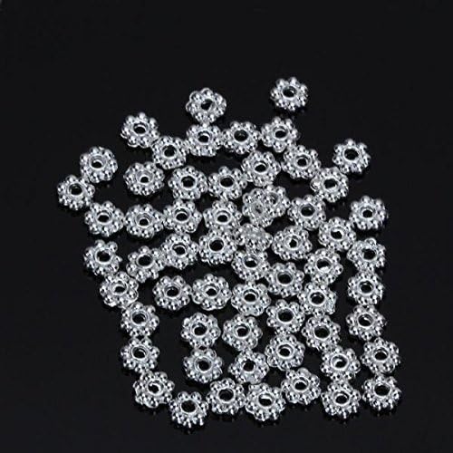 Visork Snowflakes Beads Vintage Pattern Beads Snowflake Charms Jewellery Making Beads For Party Decoration 400 Pieces Silver