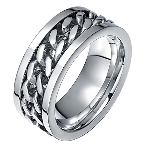 Men Rings 316l Stainless Steel Spinner Chain Wedding Rings Silver