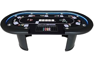 Home Deluxe 'FULL HOUSE' Tavolo da Poker Con Illuminazione a LED e Portabicchieri, per 9 Persone I Casinò, Professionale