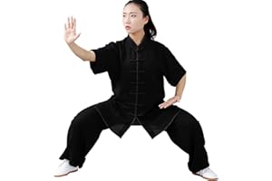 Daoba 2 Pièces Tenue de Tai Chi légère Manches Courtes pour Homme et Femme Été