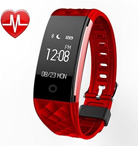 Smart Bracelet, Smartwatch Waterproof OLED Touchscreen Fitness Activity tracker for Android IOS step counter sleep analysis with pulse monitor Multiple movement mode Bike riding compatible (Red)