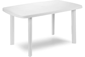 Mojawo Gartentisch Kunststoff 140x90cm Weiß rechteckig Balkontisch Gartentisch Terrassentisch Bistrotisch