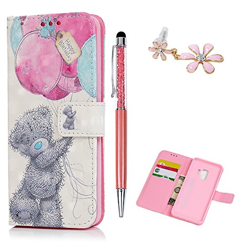 Kasos for Samsung Galaxy S9 Phone Case, 3D Leather Wallet Cases Folio Flip Cover with Card Holders and Dust Pl