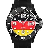 Taffstyle® Fanartikel Silikon Armbanduhr Gummi Trend Watch Quarz Fan Uhr mit Fussball Weltmeisterschaft WM & EM Europameisterschaft 2016 Länder Flaggen Style - Deutschland