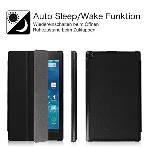 Fintie Fire HD 8 2015 Hülle – Ultra Slim Lightweight Schutzhülle Tasche Smart Shell Case mit Standfunktion und Auto Sleep / Wake Funktion für Amazon Fire HD 8.0 Zoll (5. Generation – 2015) Tablet, Schwarz - 3