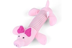 FDIT Juguetes de Peluche Suaves con Squeaker Ocultar Juguete Masticable para Cachorros y Perros Pequeños Gatos Animales(Cerdo Rosa)