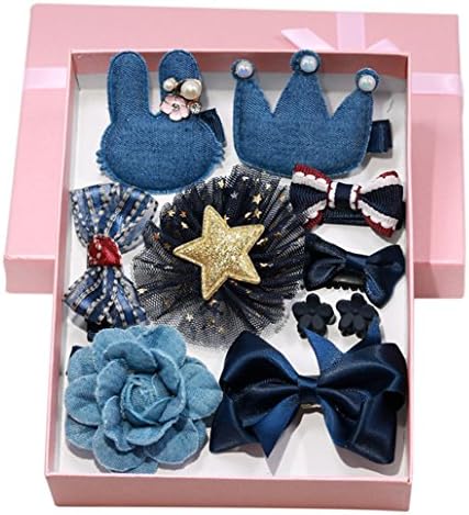 Chinget 10pcs Girls Hair Accessories Bow Hairpins Bowknot Hair Clips Girls Gift (Navy)