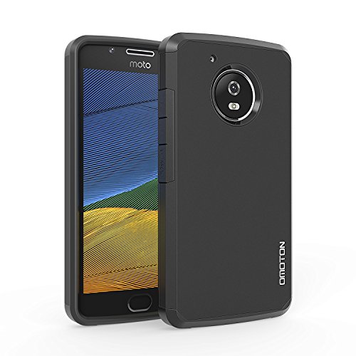 OMOTON Funda Moto G5  Doble Capa  Suave TPU Interior  Durable PC Exterior  Anti-ara  azos  Compacta Carcasa  Alta Defensa  Moto G5 Carcasa  Negro