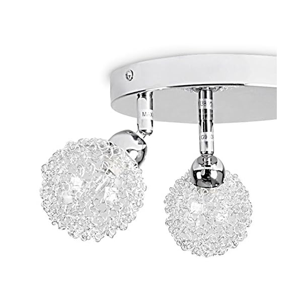 Contemporary 3 Way Polished Chrome Flush Ceiling Light with Stunning Explosion Effect Globe Shades - Image 4