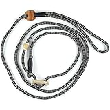 [Gesponsert]HUNDELEINE | RETRIEVERLEINE 'Elegant', schwarz-beige, 6 mm dick, mit Zugstopp aus Hirschhorn & Takling | Halsband und Leine in Einem | Hundeführleine | Führleine | Tauleine | Moxon-Leine