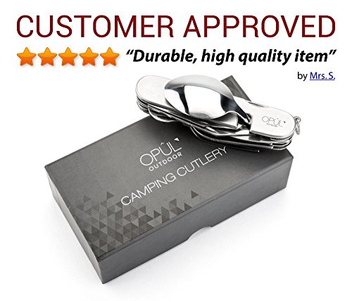 Campingbesteck-Set von Opul, funktionales Campingmesser, Camping-Tool, Komplettset, wird in einer Geschenk-Box geliefert mit ausgeformter Schaumstoffeinlage - 6