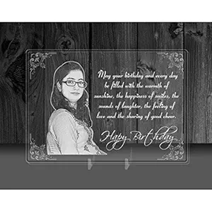 Incredible Gifts India Personalized Photo and Message on a Glass - Gift for Girlfriend Birthday (7 x 5 inches, Acrylic, Transparent)